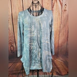 Philosophy women’s Long Sleeve Green/white Tunic Top | Size Medium